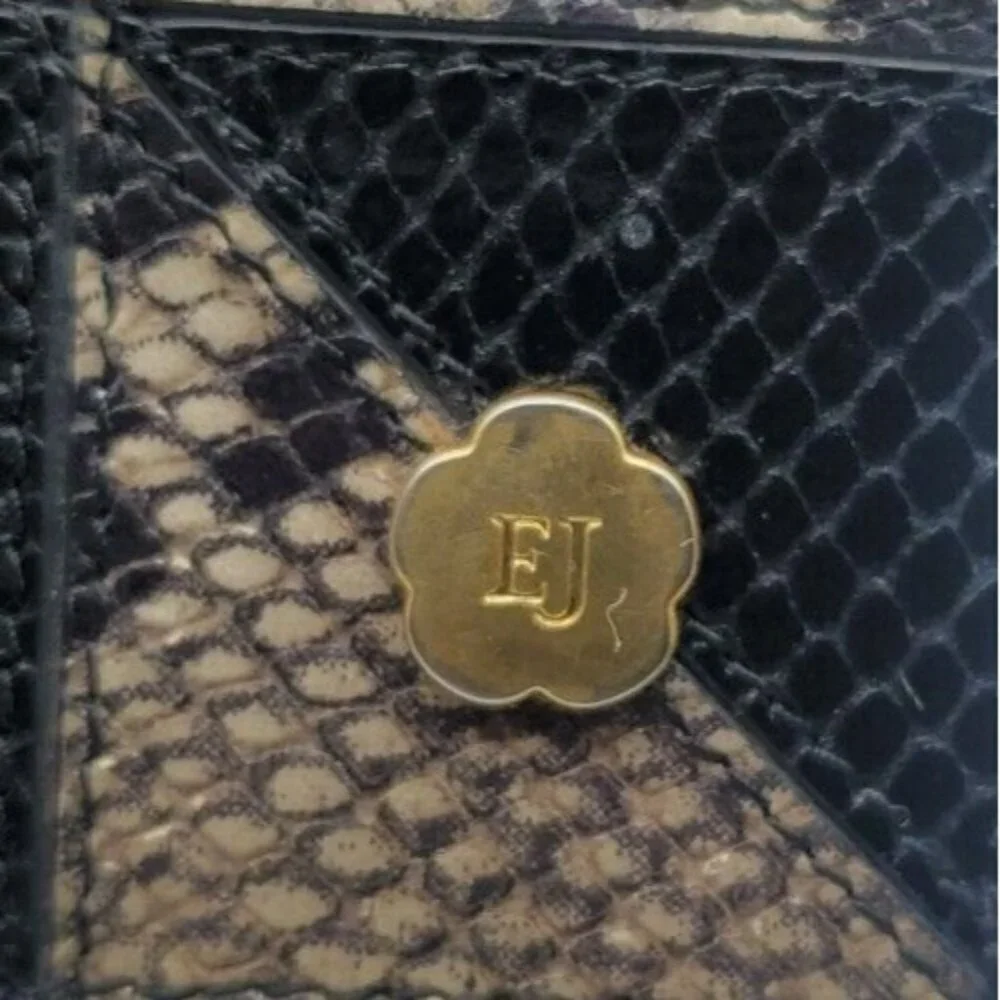 ERIC JAVITS Reptile Patchwork Leather Black Tan Zip Around Wallet